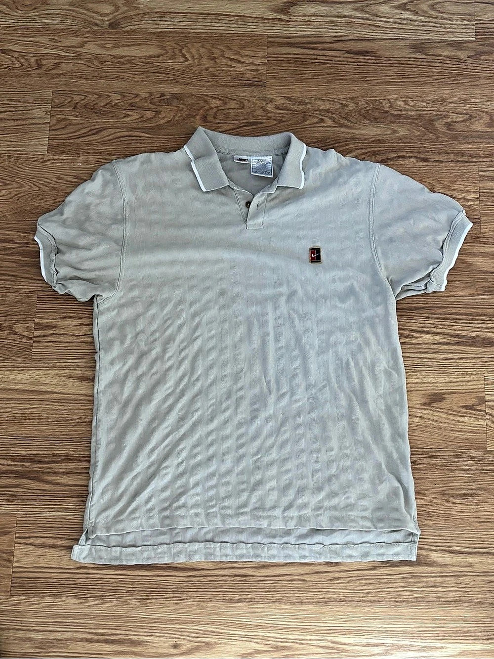 Nike Vintage Nike Tennis Court Polo Shirt Men's Striped Polo Gray XL